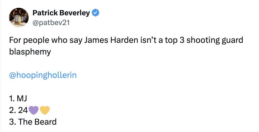 开云首页APP-贝弗利：那些说哈登不是联盟前三得分后卫的人简直是亵渎神明